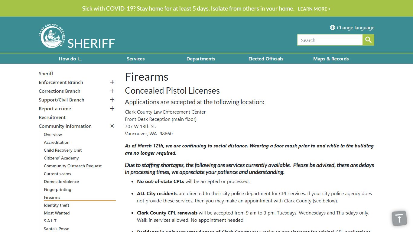 Firearms | Clark County